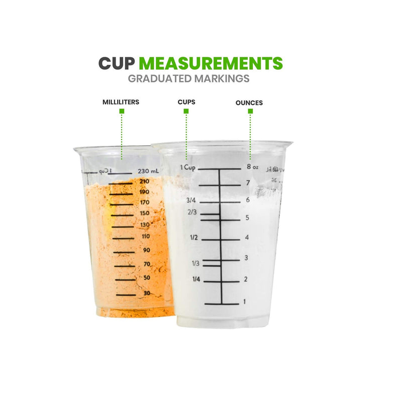 Disposable Measuring Cups for Resin | 20-Pack 8 oz Clear Plastic Measuring Cups for Epoxy Resin