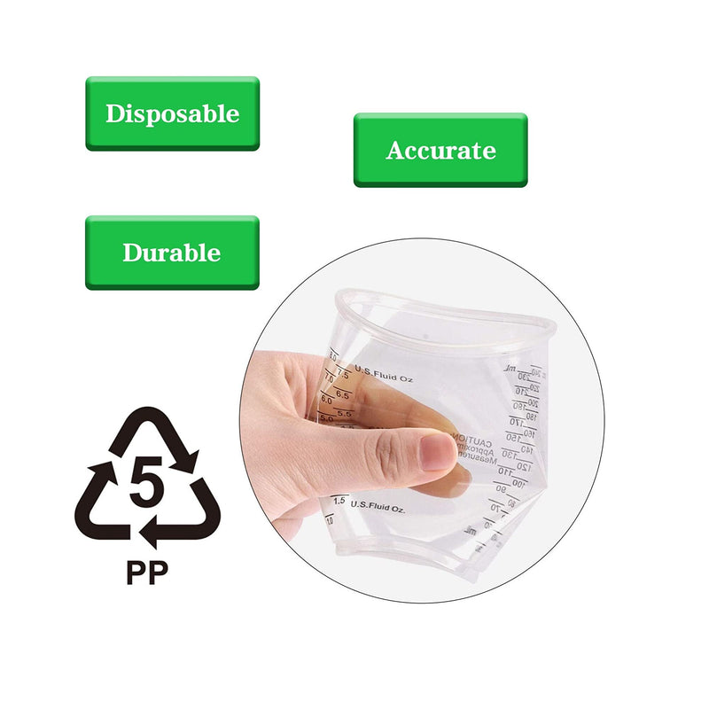 80 Disposable 8-Ounce Epoxy Resin Cups | Disposable Clear Plastic Measuring Cups for Mixing Paint | (80 stirring rods included)