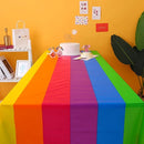 1pc Rainbow Tablecloth Disposable PEVA Material Plastic Tablecloth, Disposable Waterproof Table Cover For Party And Wedding