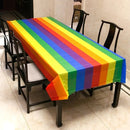 1pc Rainbow Tablecloth Disposable PEVA Material Plastic Tablecloth, Disposable Waterproof Table Cover For Party And Wedding