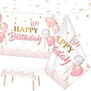 1pc | Pink Tablecloth | Rose Golden Birthday Decoration 1 Plastic Disposable Party Table Covers 1 Rectangle Tables Girl Women Parties Happy