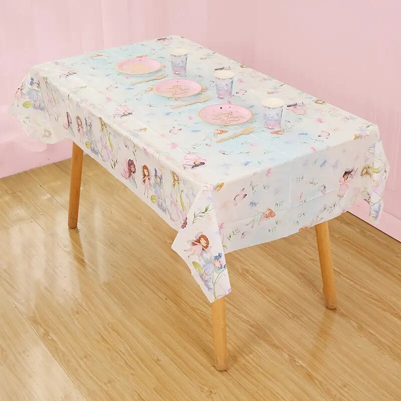 1pc, Flower Fairy Cute Elf Cartoon Disposable Table Cloth | 43*70inch | Room Decor | Scene Decor | Birthday Party Decoration Supplies