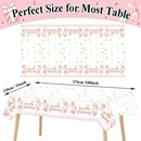 1pc | Pink Tablecloth | Rose Golden Birthday Decoration 1 Plastic Disposable Party Table Covers 1 Rectangle Tables Girl Women Parties Happy