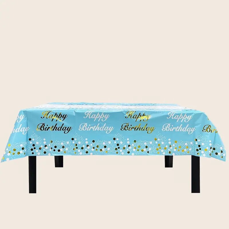 1pc | Blue Happy Birthday Party Tablecloth | Scene Decor | Room Decor | Birthday Party Supplies | Theme Party Decoration