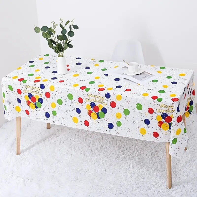 1pc Disposable PEVA Plastic Tablecloth For Birthday Party Rectangle Table Covers Disposable For Party