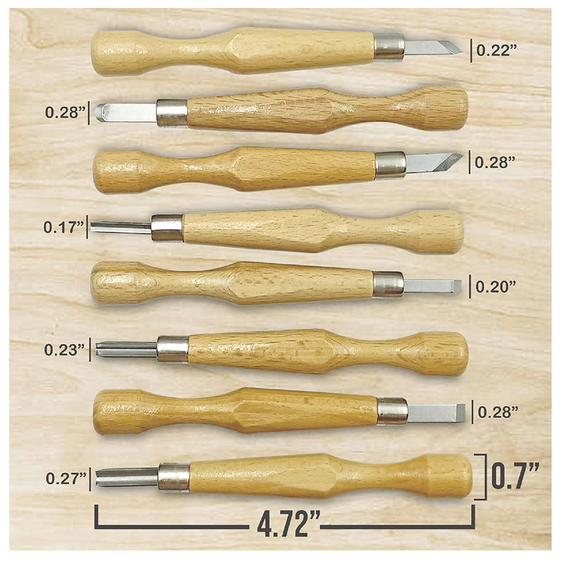 JJ CARE Wood Carving Kit with 8 Piece Wood Carving Tools & 10 Wood