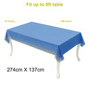 1pc Blue Disposable Tablecloth | 108" X 54" Waterproof Plastic Tablecloth With Gold Accents Easy Clean-Up For Birthday Party & Holiday Meals