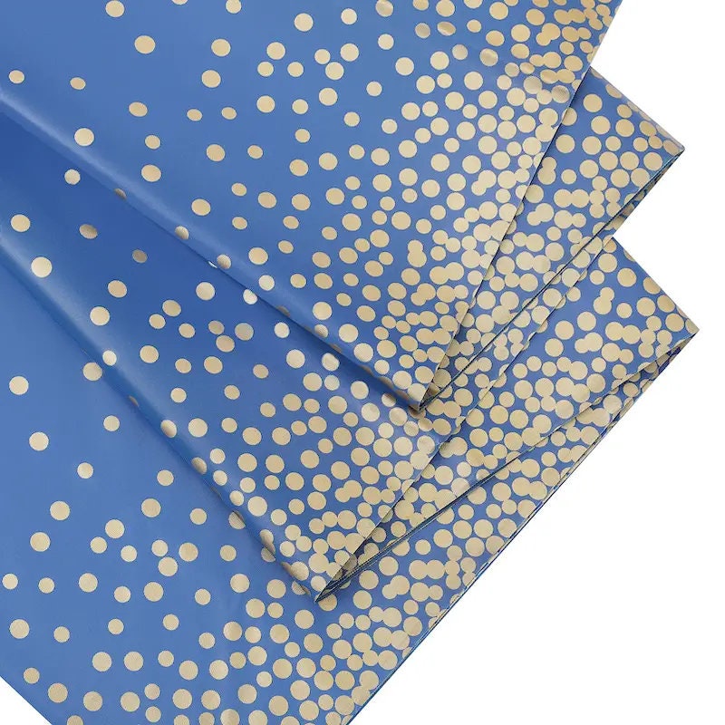 1pc Blue Disposable Tablecloth | 108" X 54" Waterproof Plastic Tablecloth With Gold Accents Easy Clean-Up For Birthday Party & Holiday Meals