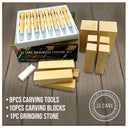 JJ CARE Wood Carving Kit with 8 Wood Carving Tools and 10 Wood Blocks For Kids and Adults | Carbon Steel Tools