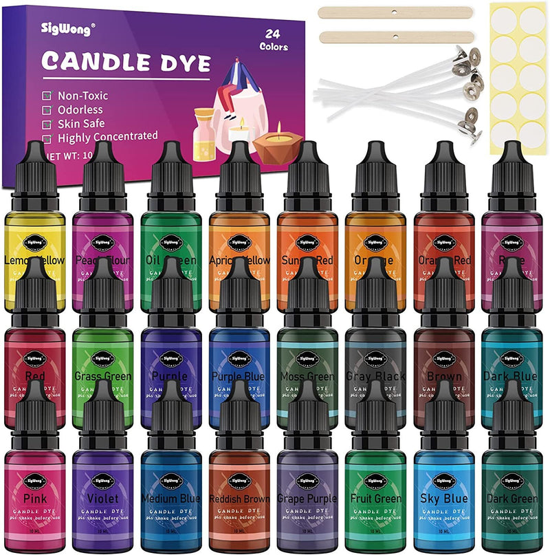 Candle Dye 24 Colors Liquid Candle Making Dye for DIY candle making supplies Kit | Each 0.35oz/10ml