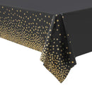 1pc Party Decorations | Black Gold Plastic Tablecloth 108"x54"