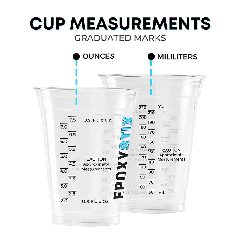 100 Disposable Measuring Cups for Mixing Epoxy Resin | Measurements in mL and Oz