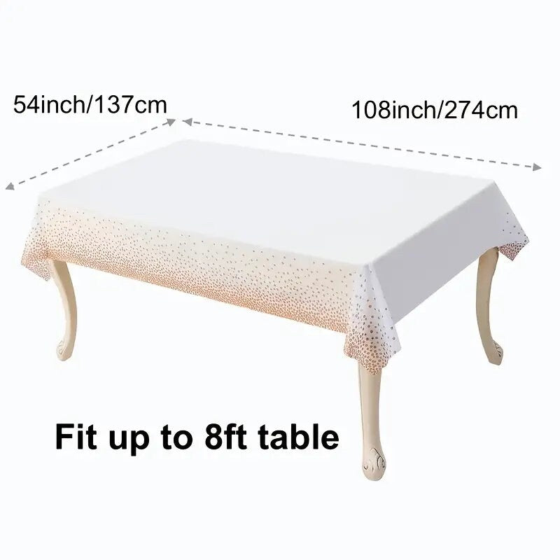 1pc Rose Golden Plastic Party Tablecloth | 108''x54'' | Disposable Premium Decorative Rectangular Table Cover | Fits 8ft Table