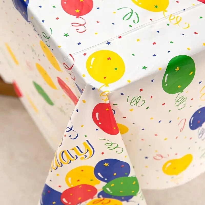 Disposable Peva Plastic Tablecloth For Happy Birthday Party Decoration