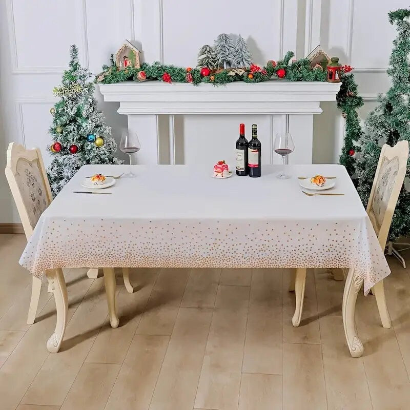 1pc Rose Golden Plastic Party Tablecloth | 108''x54'' | Disposable Premium Decorative Rectangular Table Cover | Fits 8ft Table