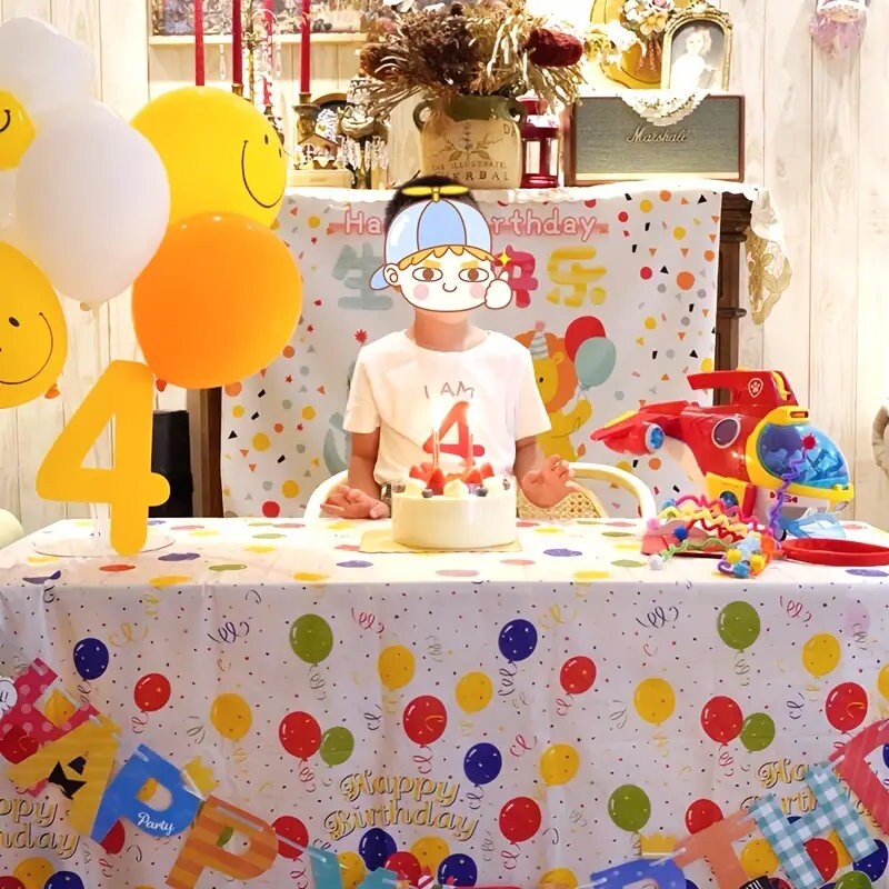 Disposable Peva Plastic Tablecloth For Happy Birthday Party Decoration
