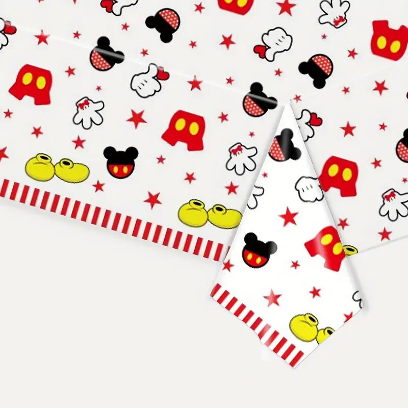 1pc Cute Mouse Party Tablecloth Cartoon Holiday Birthday Party Gathering Disposable Tablecloth