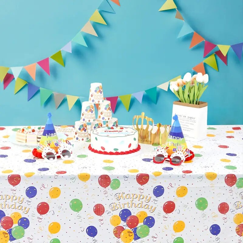 1pc Birthday Disposable Plastic Tablecloth PEVA Children's Party Gathering Waterproof And Oil-proof Decoration Tablecloth