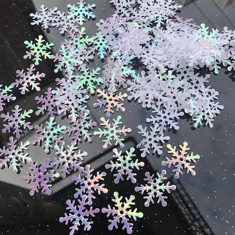 200pcs Snowflake Confetti Party Christmas Decoration Glitter Craft Sequin Accessories Makeup/Nail Art/Slime