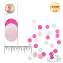 6000 Pieces Colorful Tissue Paper Confetti 1inch Round Confetti For Wedding Birthday Party Celebrations- Hot Pink, Baby Pink And White