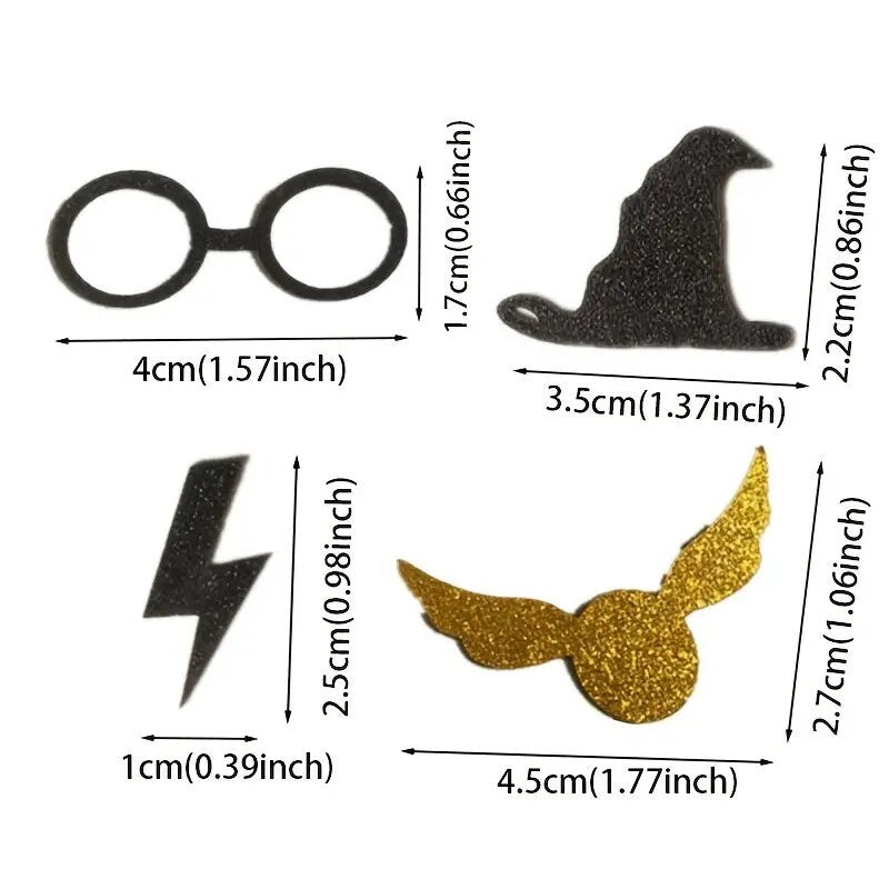 100pcs | Holiday Decoration | Halloween Party Supplies | Lightning Wings Magic Academy Black And Gold Sequins Confetti