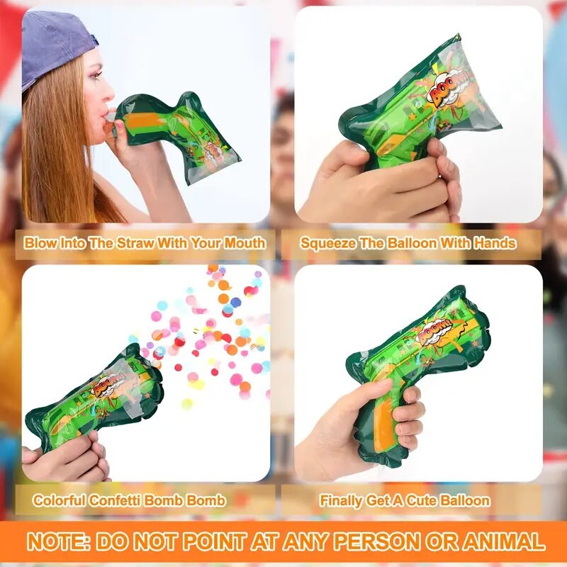 Blowing Confetti Poppers| Party Confetti Shooters Toy | Confetti Cannon Holiday Gift Wedding Kids Party Inflatable Toys | Birthday