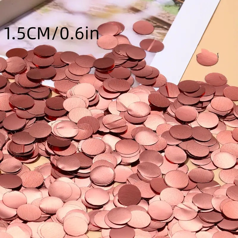 1 Pack | Glitter Round Table Confetti| Rose-Golden Foil Metallic Confetti| Circle Dots Mylar Table Scatter Confetti| Wedding Decor| Birthday