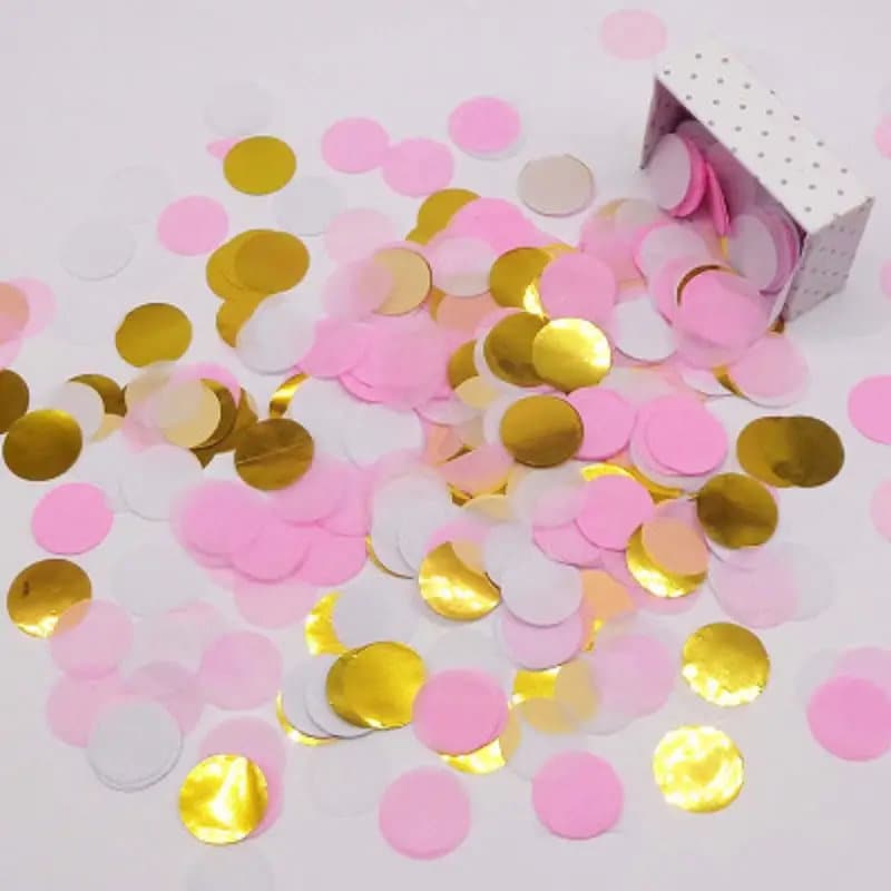 1 Pack/10pcs | Glitter Confetti | Pink Golden Round Confetti | Table Confetti, Metallic Foil Confetti Home Room Scene Decor | Wedding Bridal