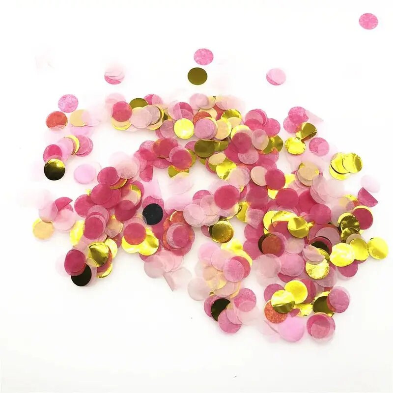 1 Pack/10pcs | Glitter Confetti | Pink Golden Round Confetti | Table Confetti, Metallic Foil Confetti Home Room Scene Decor | Wedding Bridal