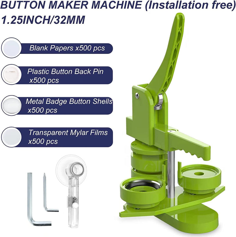 SuFly Button Maker Machine Installation Free Badge Machine 32mm | 1.25 in DIY Press Button Maker Badge Punch Maker