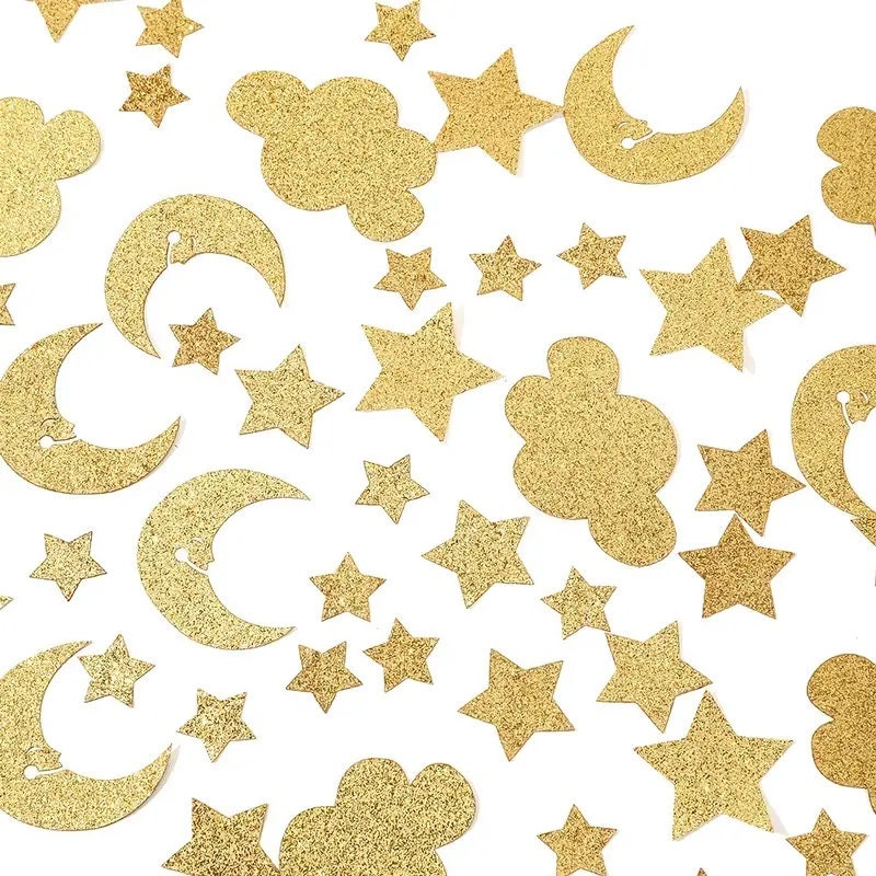100pcs Party Table Decoration Confetti Golden Glitter Stars Moon Clouds Birthday Party Decoration