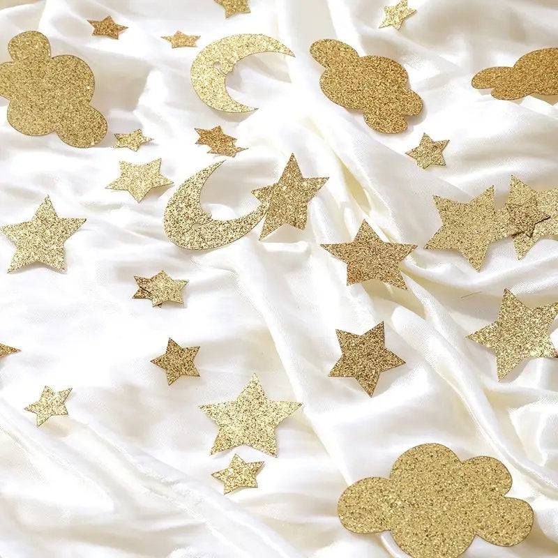 100pcs Party Table Decoration Confetti Golden Glitter Stars Moon Clouds Birthday Party Decoration