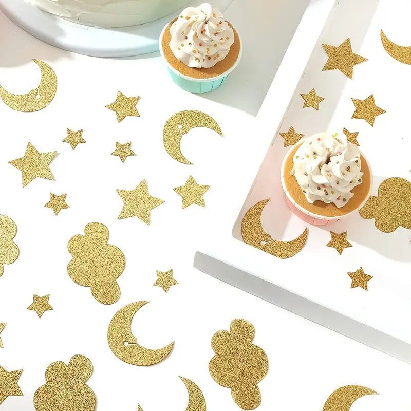 100pcs Party Table Decoration Confetti Golden Glitter Stars Moon Clouds Birthday Party Decoration
