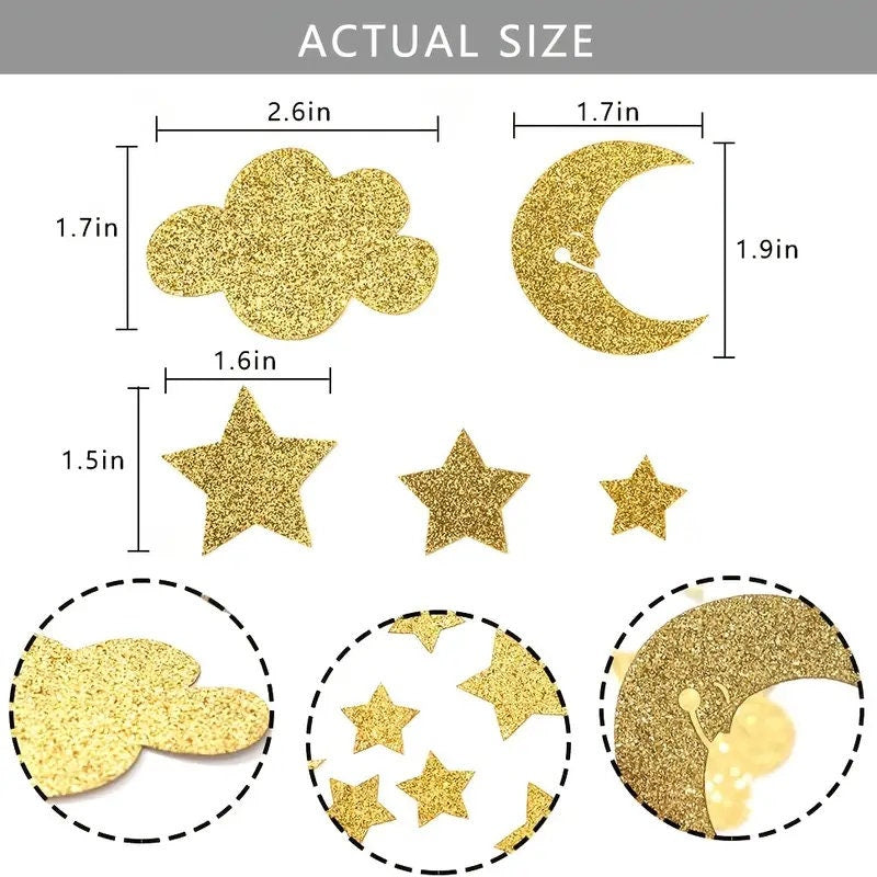 100pcs Party Table Decoration Confetti Golden Glitter Stars Moon Clouds Birthday Party Decoration