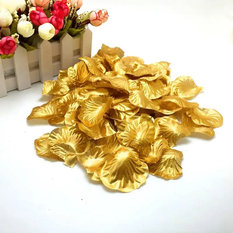 100pcs Golden Floral Petals Confetti For Birthday Party Decoration