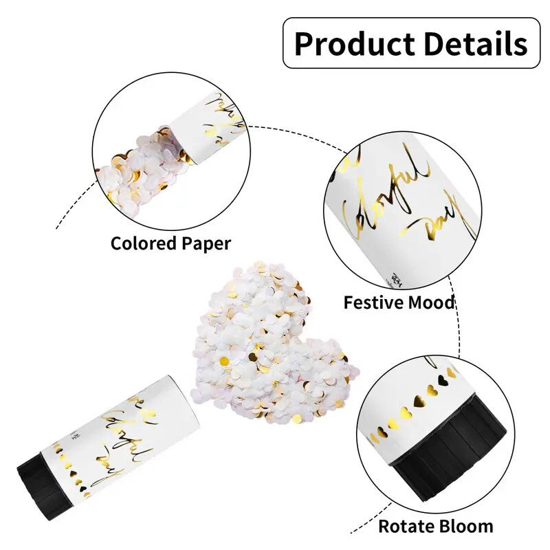5pcs | Confetti Cannons | 4.33inches | Biodegradable Confetti Poppers | Party Confetti Cannons Poppers Shooter
