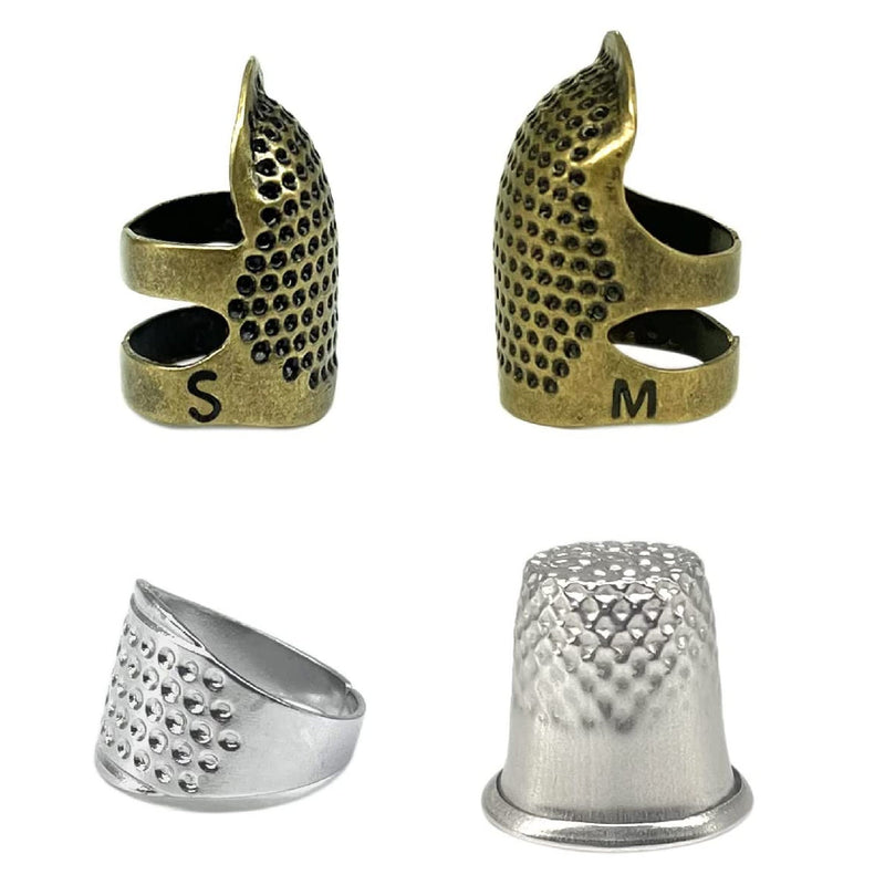 4 Sewing Thimbles | Metal Thimbles For Hand Sewing | Adjustable Finger Protectors For Sewing