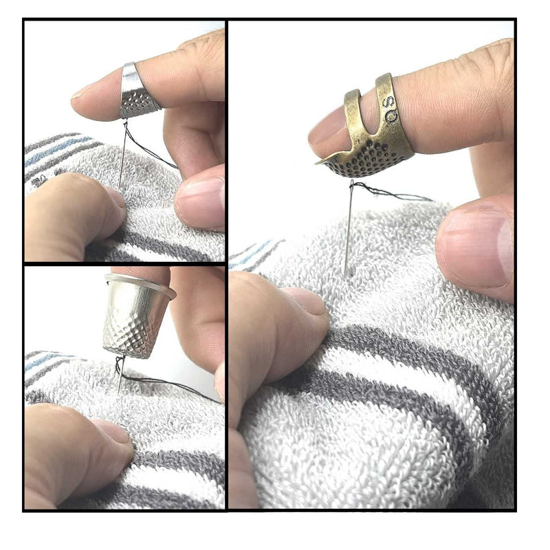 4 Sewing Thimbles | Metal Thimbles For Hand Sewing | Adjustable Finger Protectors For Sewing