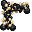 Black and Gold Balloon Garland Kit | 114pcs Black and Gold Balloons for Party Decorations 4 Sizes Gold Latex Balloons
