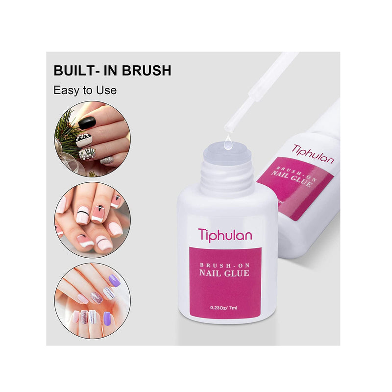 TIPHULAN Brush on Nail Glue for Press on Nails | Nail Glue for Acrylic Nails | Nail Art Supplies