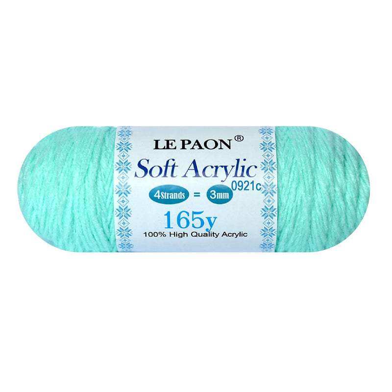 LE PAON Acrylic Yarn Total of 165 Yards Craft Yarn | for Knitting and Crochet Perfect Beginner Yarn(Neon Cyan)