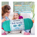 LE PAON Acrylic Yarn Total of 165 Yards Craft Yarn | for Knitting and Crochet Perfect Beginner Yarn(Neon Cyan)