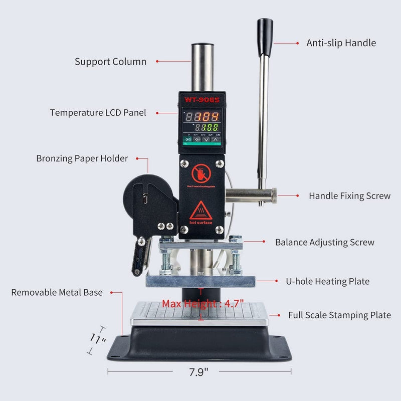 Upgraded Hot Foil Stamping Machine 5x7cm 110V Digital Embossing Machin