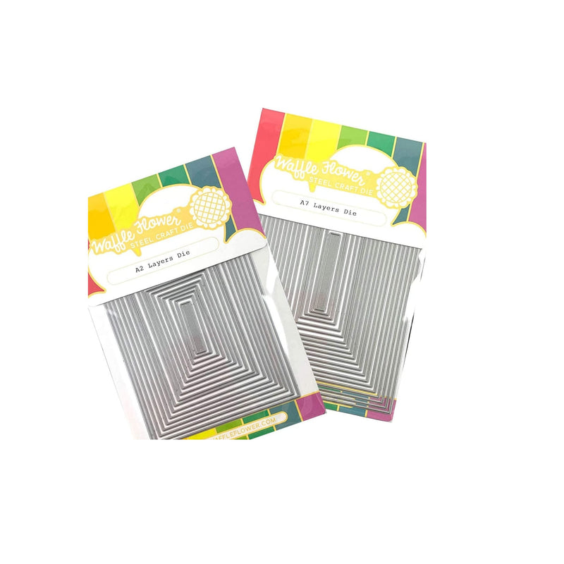 Waffle Flower - Nesting A2 and A7 Layers Die Bundle Kit - Basic Panel Mat Layer Cutting Dies for Cardmaking - for Standard Cards