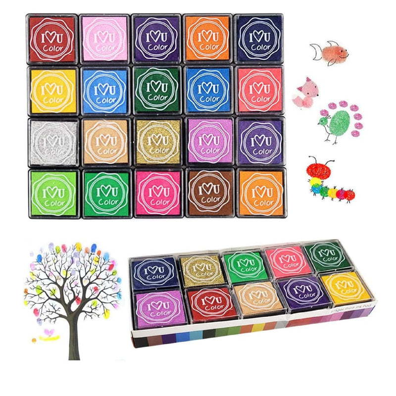 20 Colours Washable Stamp Pads for Kids,Fingerprint for Rubber Stamps  Partner Card Making And Scrapbooking 