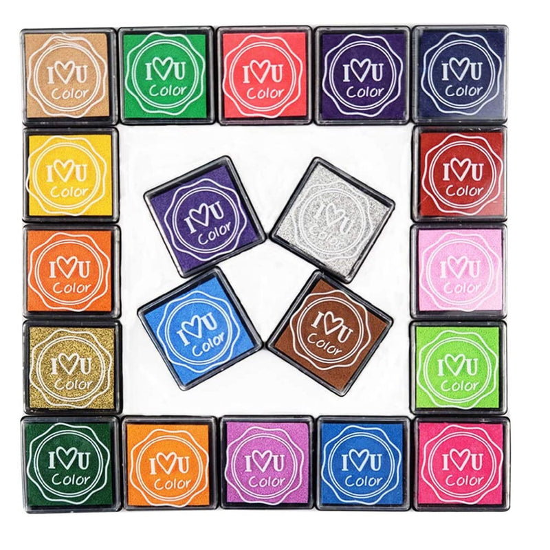 7 Large round Craft Ink Pads- 8 Colors Rainbow DIY Fingerprint