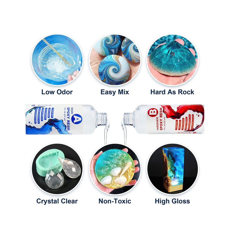 Magicdo Epoxy Resin Kit Crystal Clear Art Resin Kit Food Safe Casting Resin for Beginner (16oz)