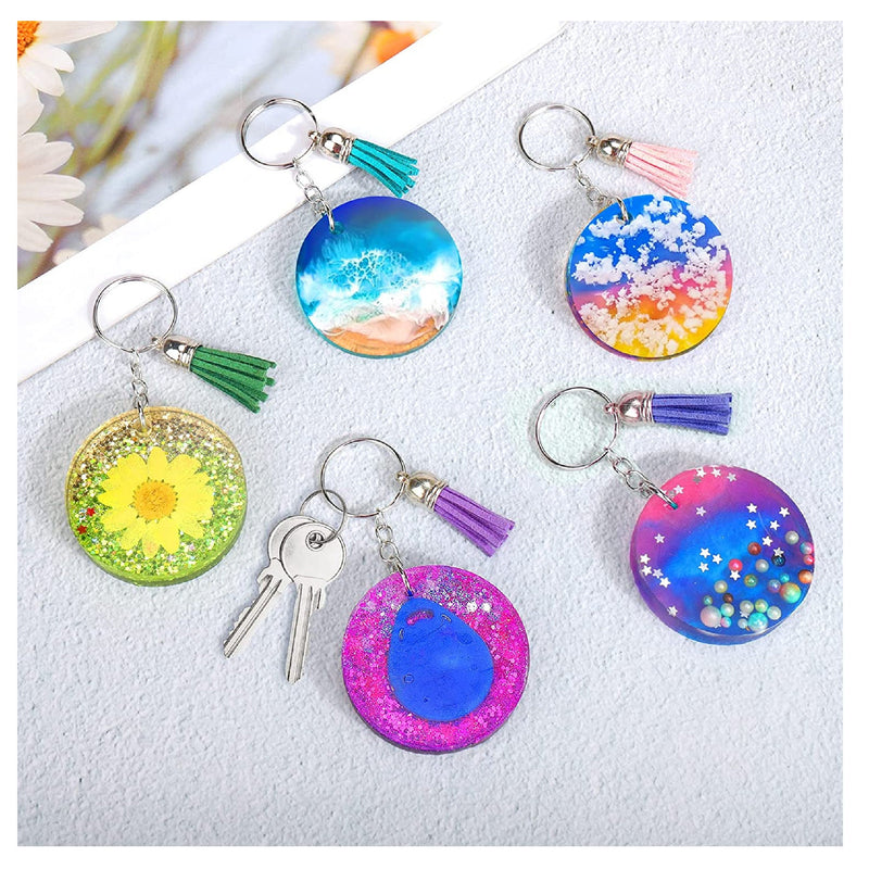 Silicone keychain with resin molds | 4 Piece Round Epoxy Casting Mold for Keychain