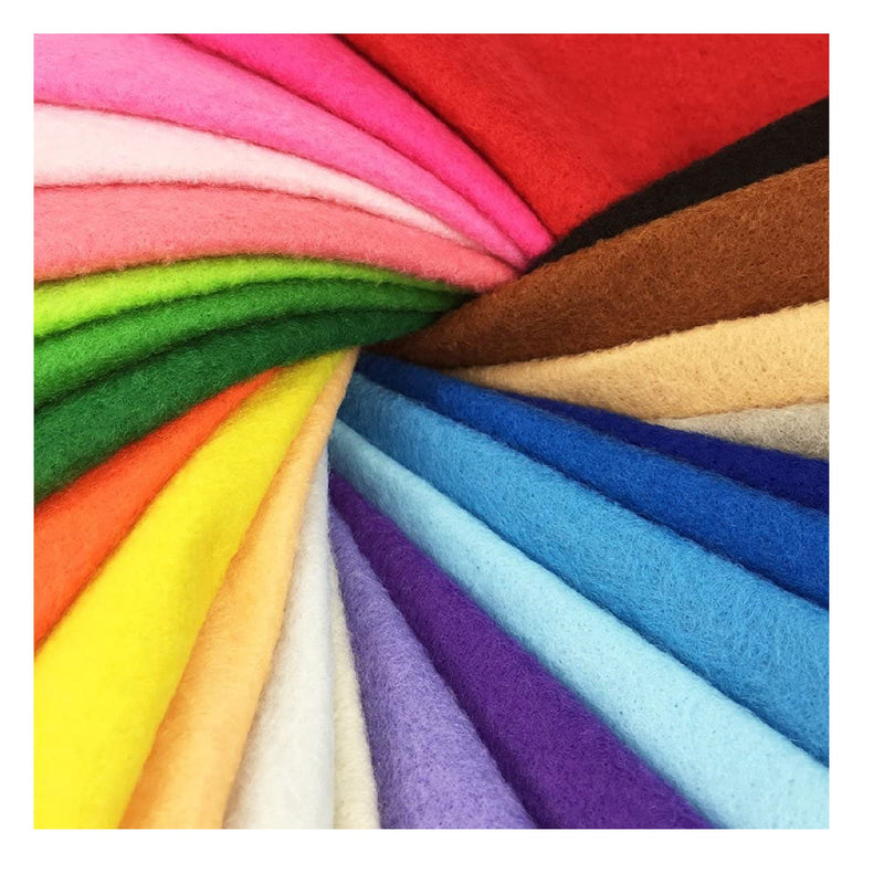 Misscrafts Felt Fabric 28 Pieces 12" x 8" (30 cm x 20 cm) 1.4 mm Thick | Soft Felt Nonwoven Fabric Sheets Package