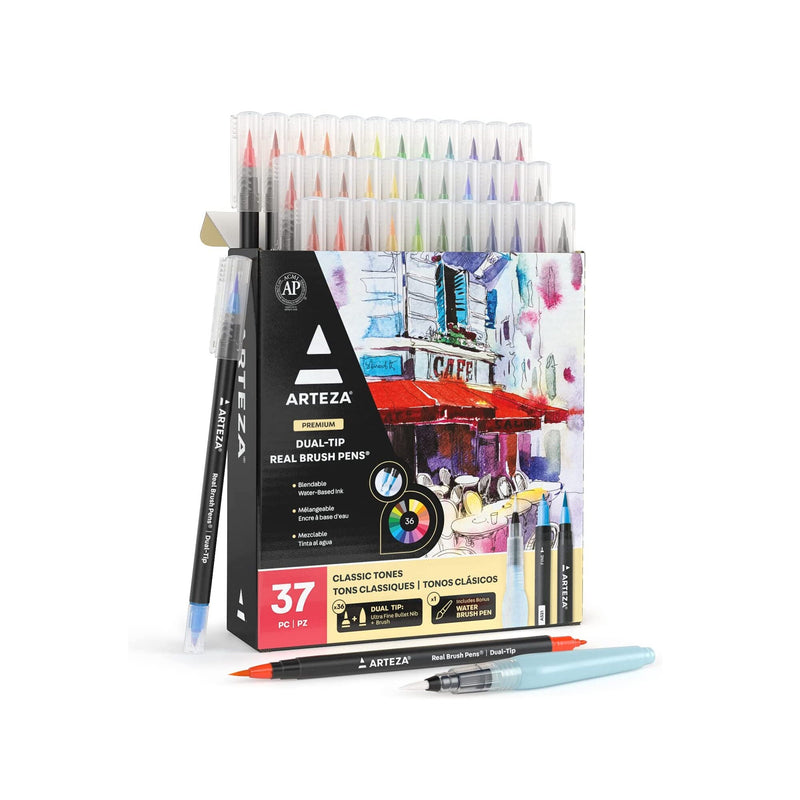 ARTEZA Real Brush Pens 48 Colors Watercolor Markers with Flexible